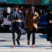 People, Street fashion, Pedestrian, Suit, Fashion, Snapshot, Street, Human, Footwear, Urban area, 
