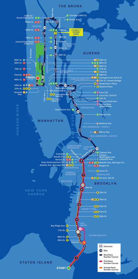 new york city marathon route map