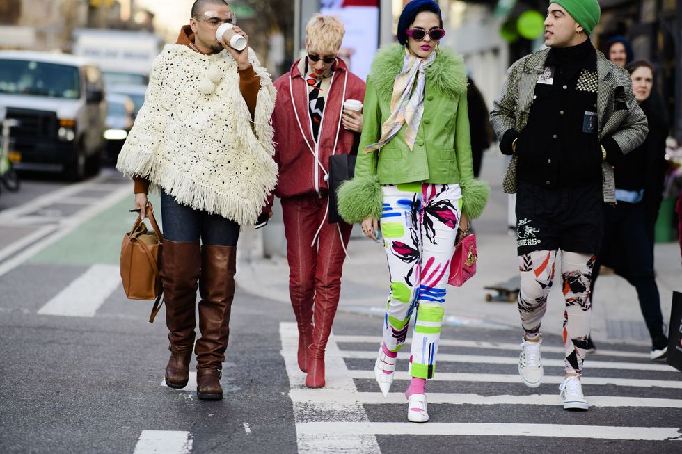 Street fashion, Photograph, People, Fashion, Street, Fur, Pedestrian, Snapshot, Road, Walking, 