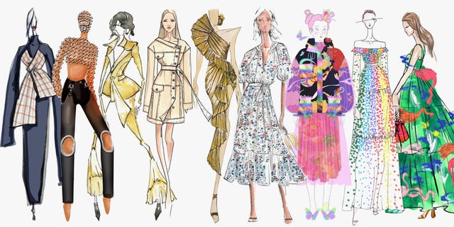 Fashion illustration, Fashion design, Costume design, Fashion, Illustration, Sketch, Drawing, Design, Dress, Pattern, 