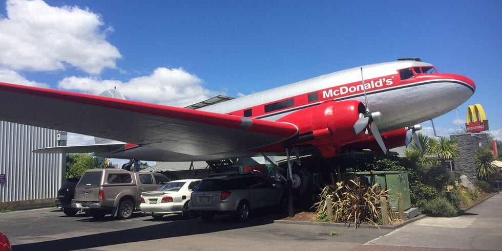 unique fast food restaurants mcdonald's airplane