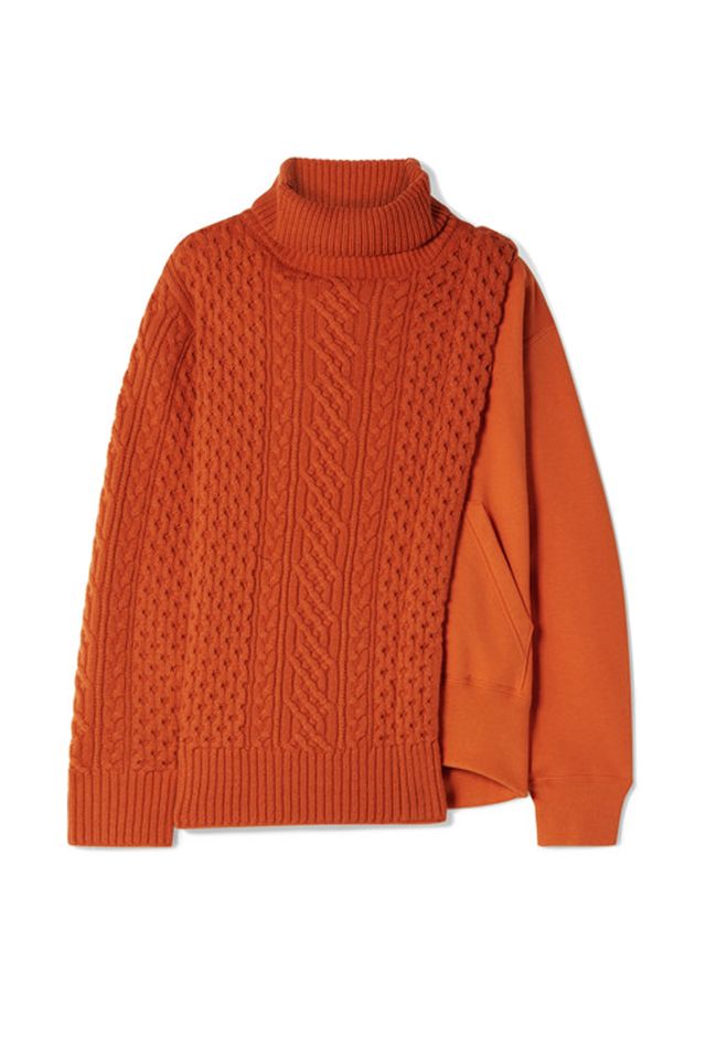Sacai Layered wool and French cotton-terry turtleneck sweater, £640