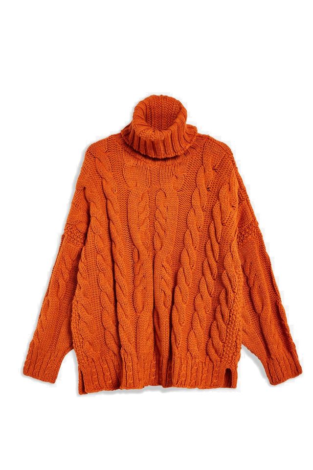 Topshop Chunky Cable Roll Neck Jumper