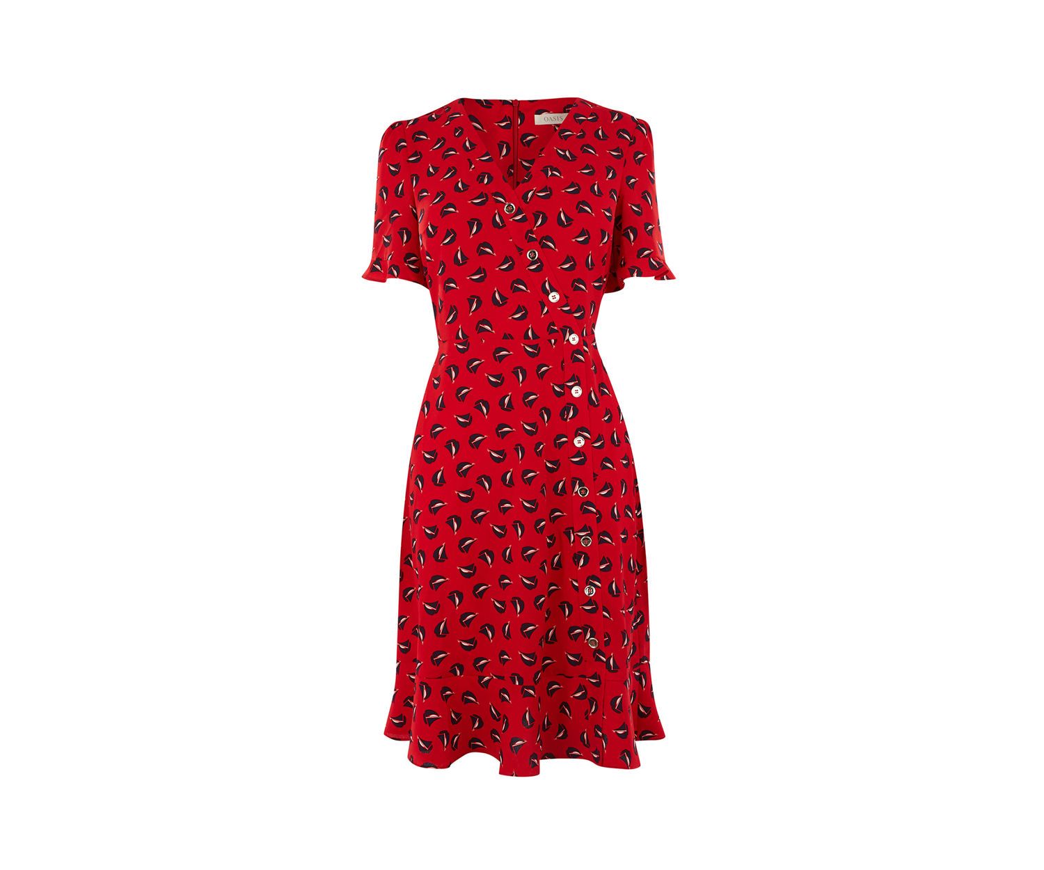 Oasis red boat print sales skater dress