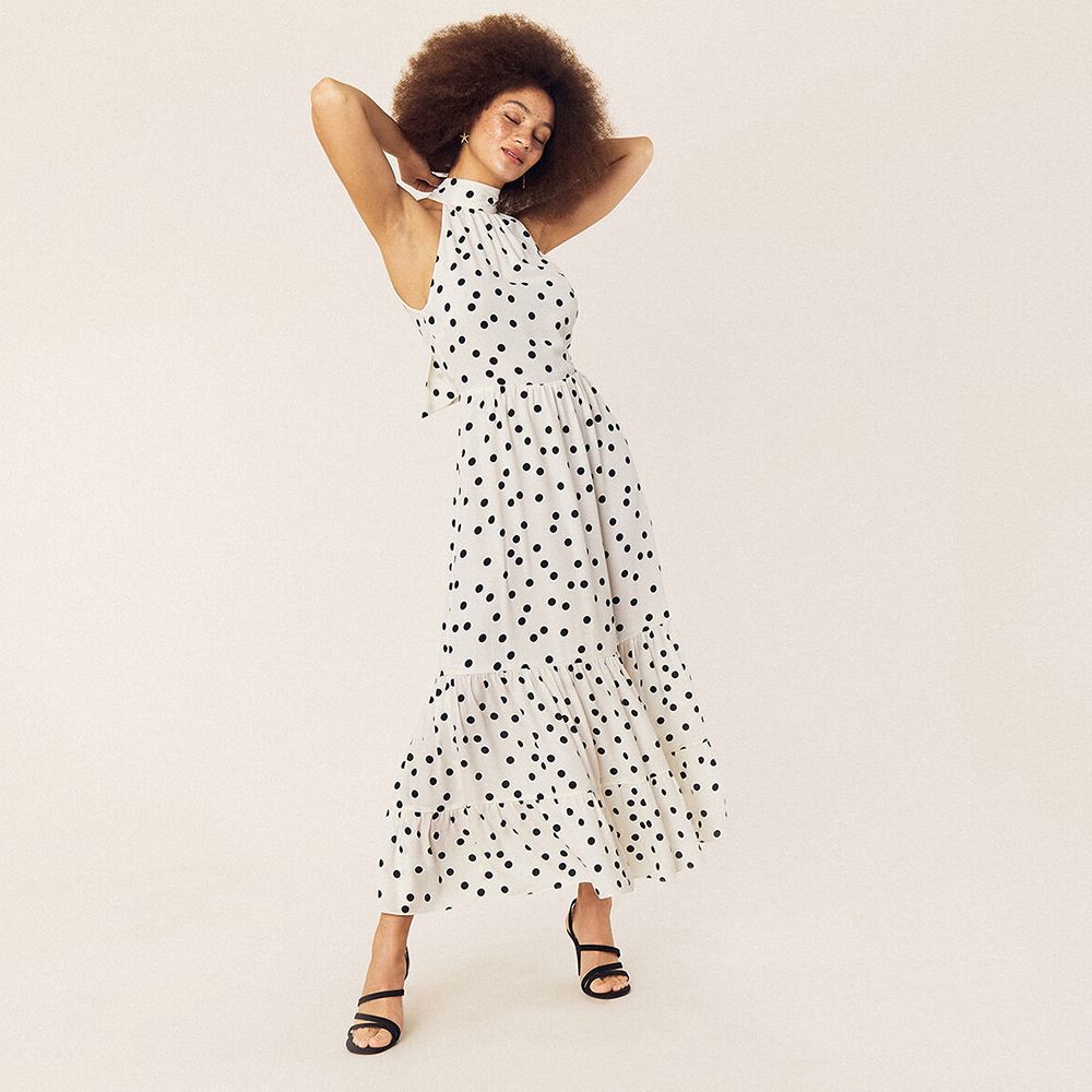 Oasis white clearance polka dot dress