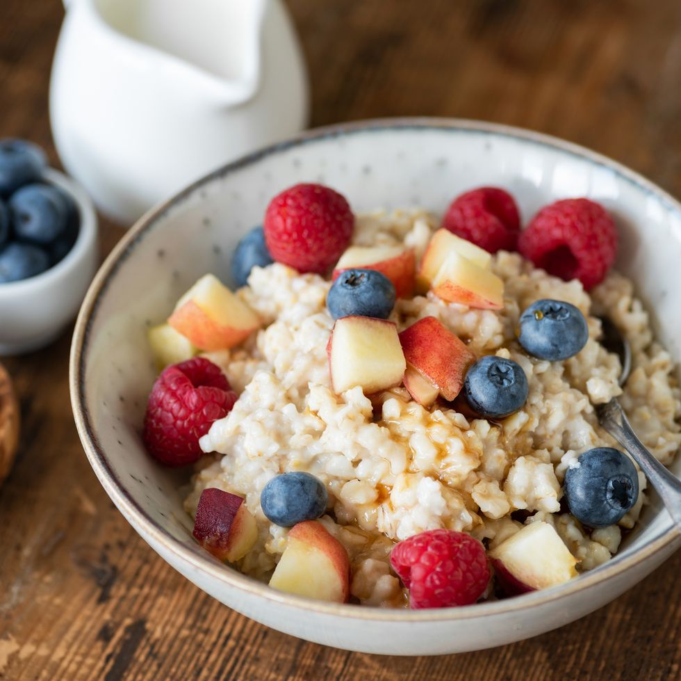 mediterranean diet  oatmeal  with berries and honey