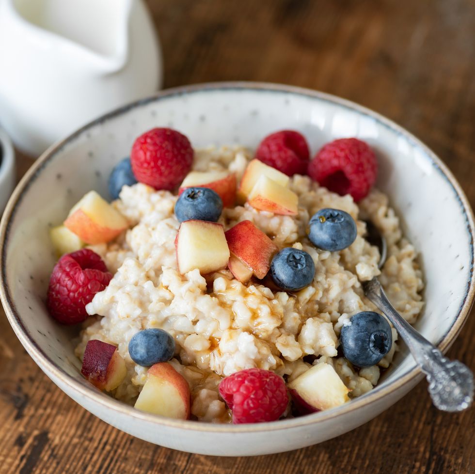 mediterranean diet  oatmeal  with berries and honey