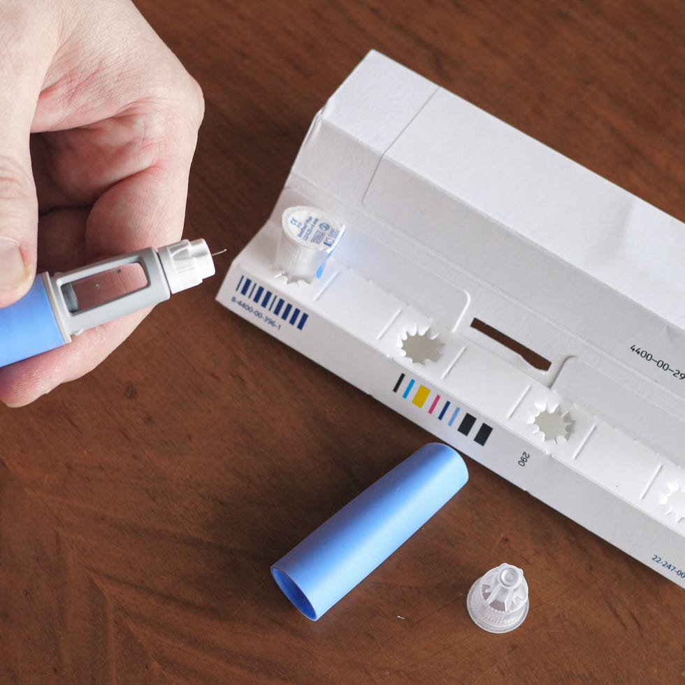 obese fat man preparing semaglutide ozempic injection control blood sugar levels