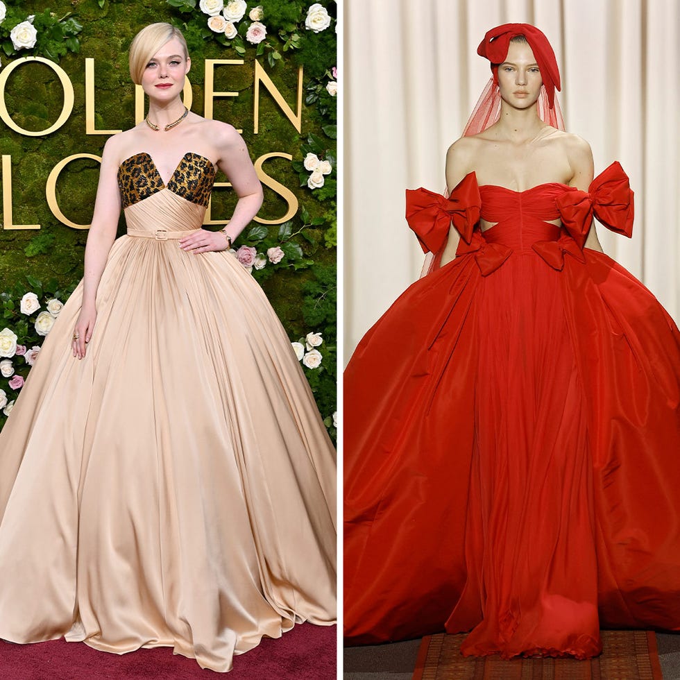 two elegant dresses displayed side by side