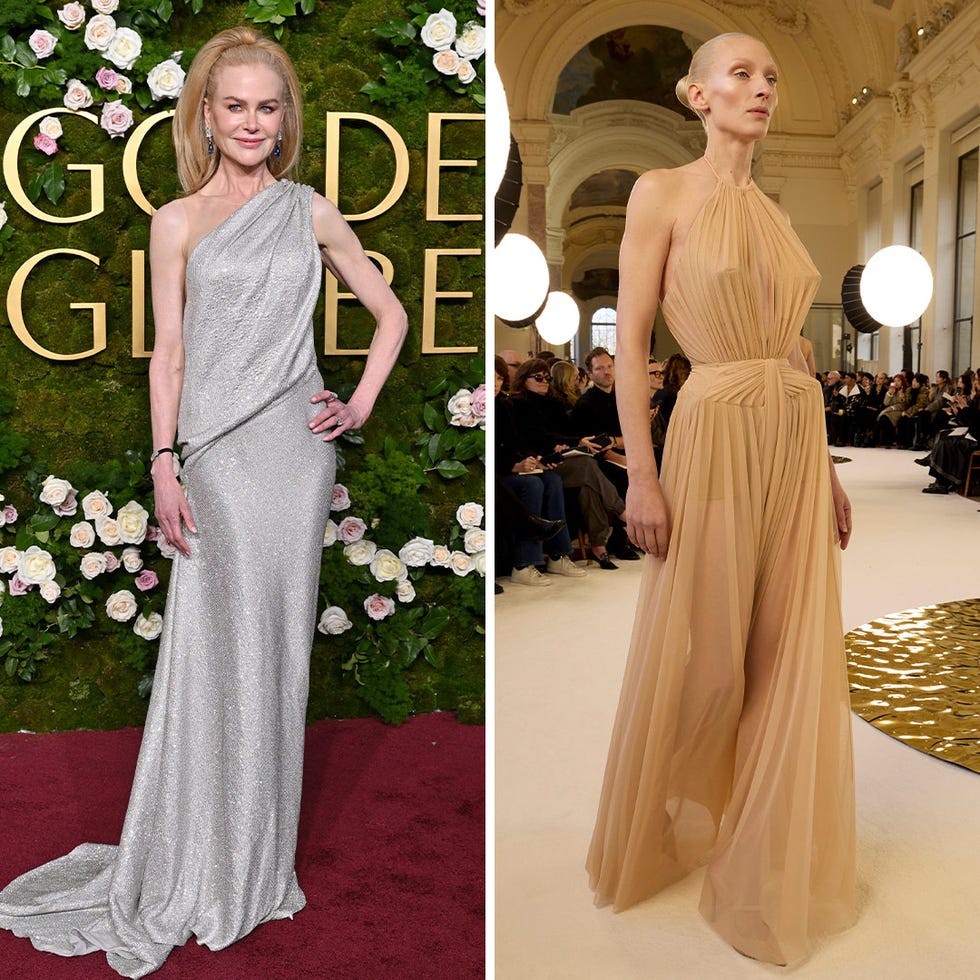 two fashion models showcasing elegant dresses at highprofile events
