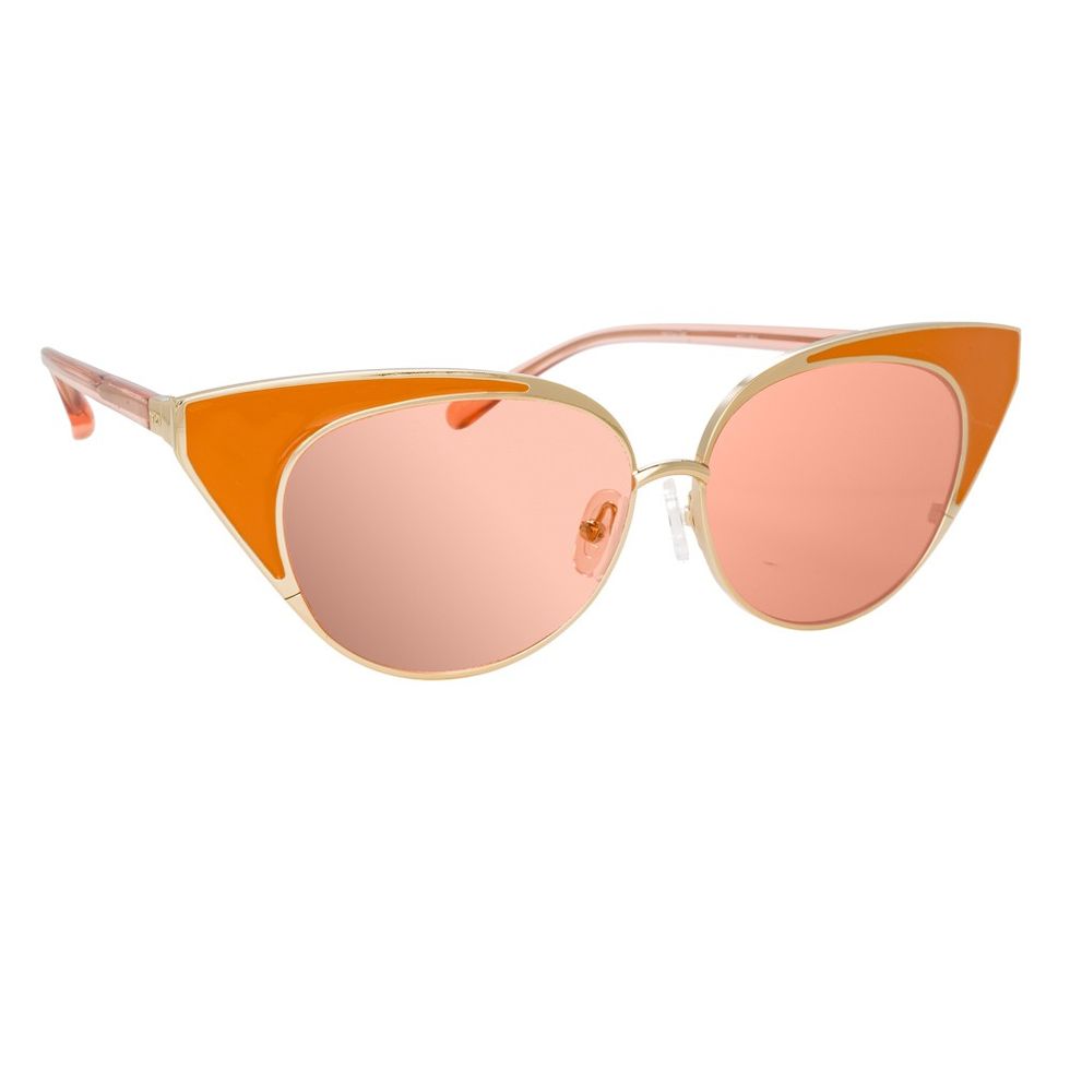 Eyewear, Sunglasses, Glasses, Orange, Personal protective equipment, Brown, Yellow, aviator sunglass, Peach, Pink, 