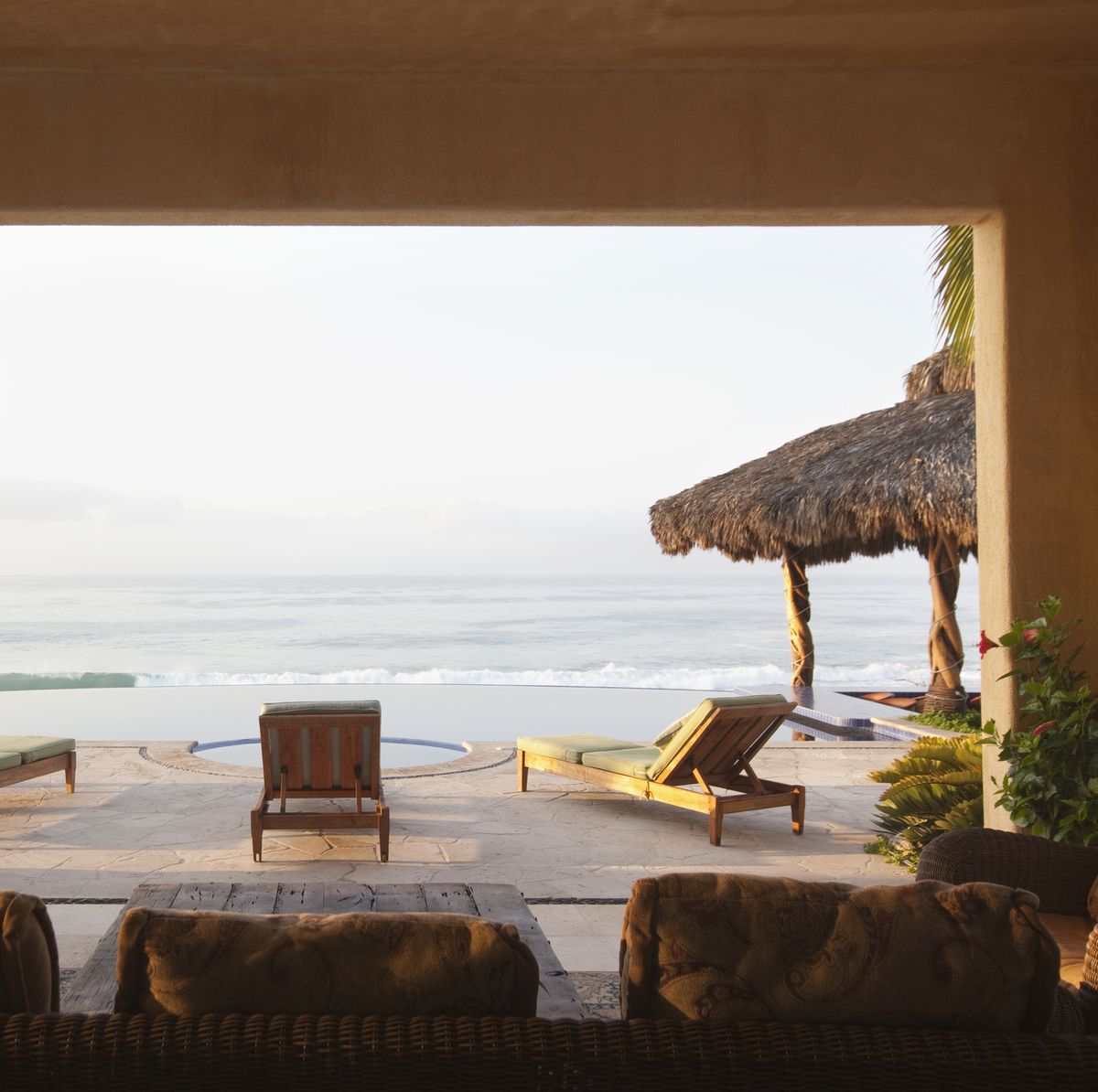 ocean and elegant home patio