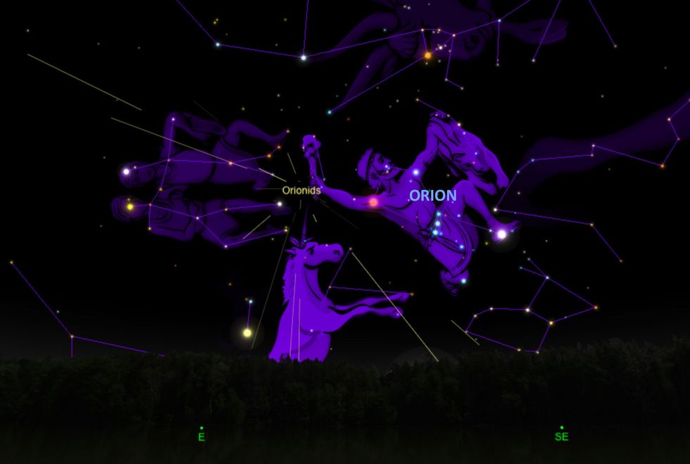 De Orioniden lijken te stralen in het sterrenbeeld Orion de jager