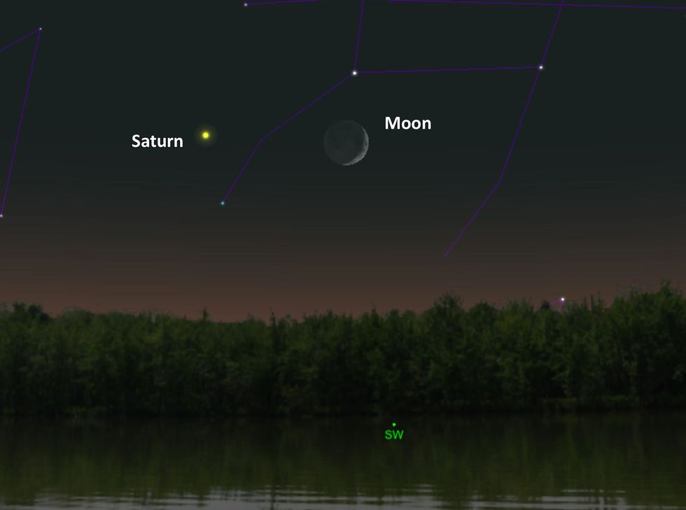 Zoek op 23 oktober de heldere planeet Saturnus links van de maan