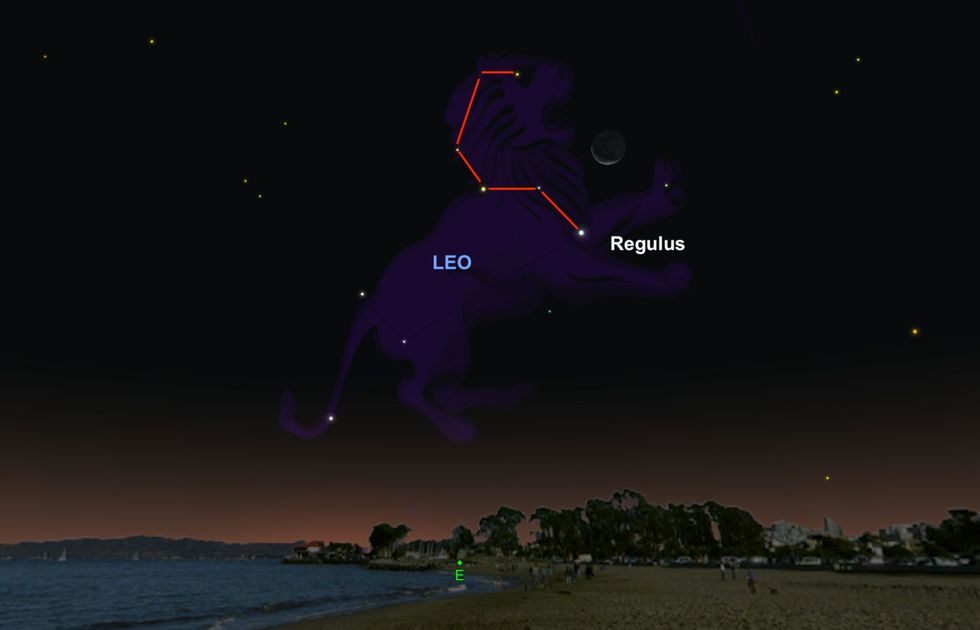 Bekijk de heldere ster Regulus in de buurt van de maan op 5 oktober