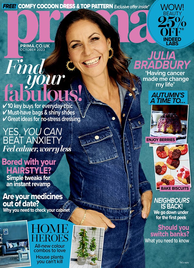 Julia Bradbury stars on the cover of Prima's October issue!