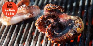 Barbecue, Grilling, Cuisine, Food, Barbecue grill, Dish, Outdoor grill, Roasting, Octopus, Cooking, 