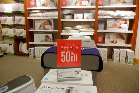 50% off, buy one get one sign for Brookstone product in The Galleria at Fort Lauderdale.