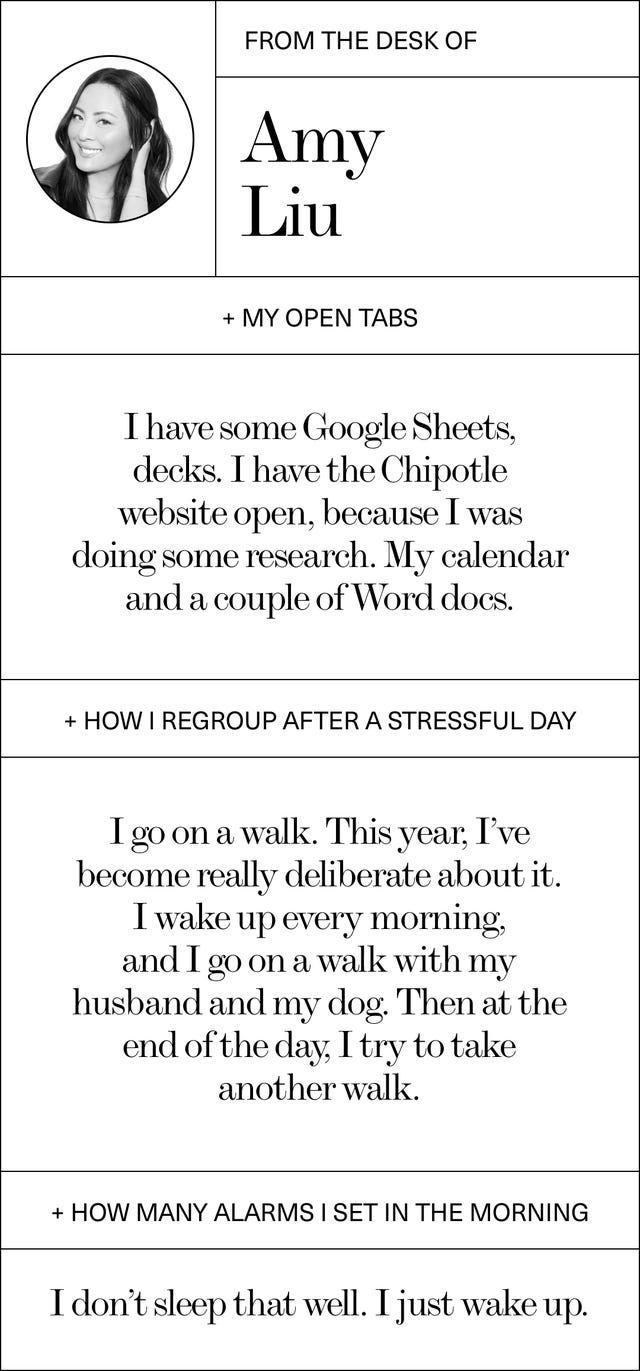 personal notes from amy liu regarding daily activities and routines