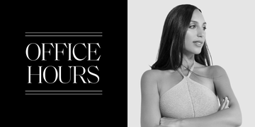 office hours logo and the headshot of jasmin larian hekmat