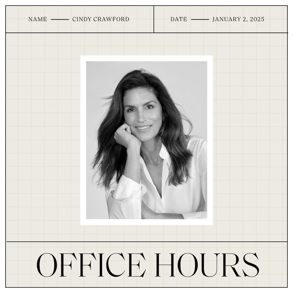 cindy crawford with her name and the date above