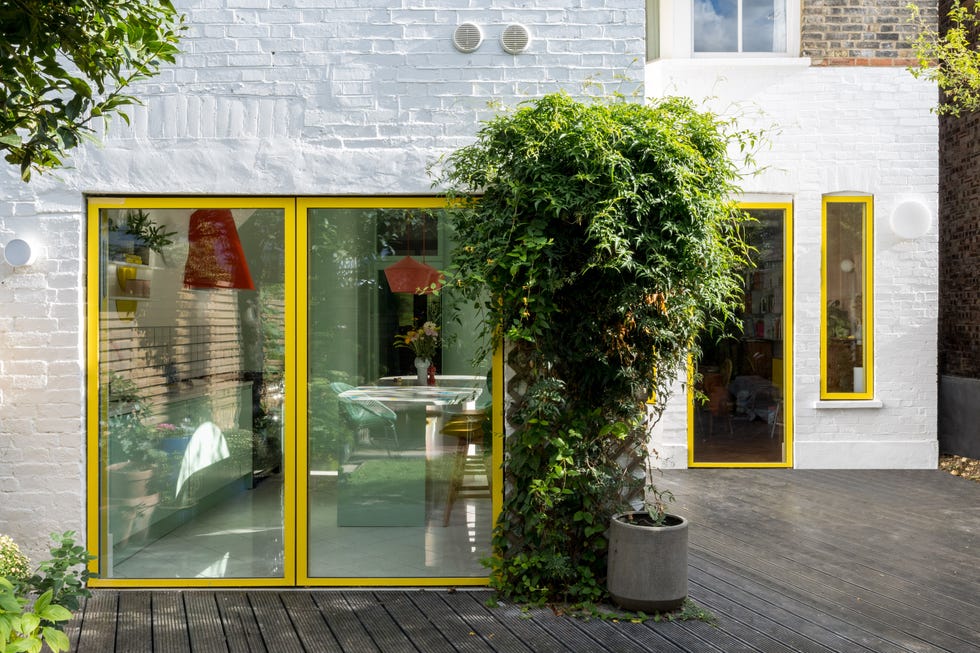 a building with glass doors