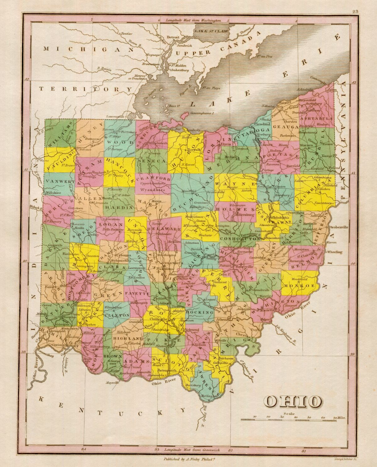 an 1826 map of the state of ohio shows county boundaries, roads, settlements, and topographical features also depicted are the state's many canals   photo by michael maslancorbisvcg via getty images