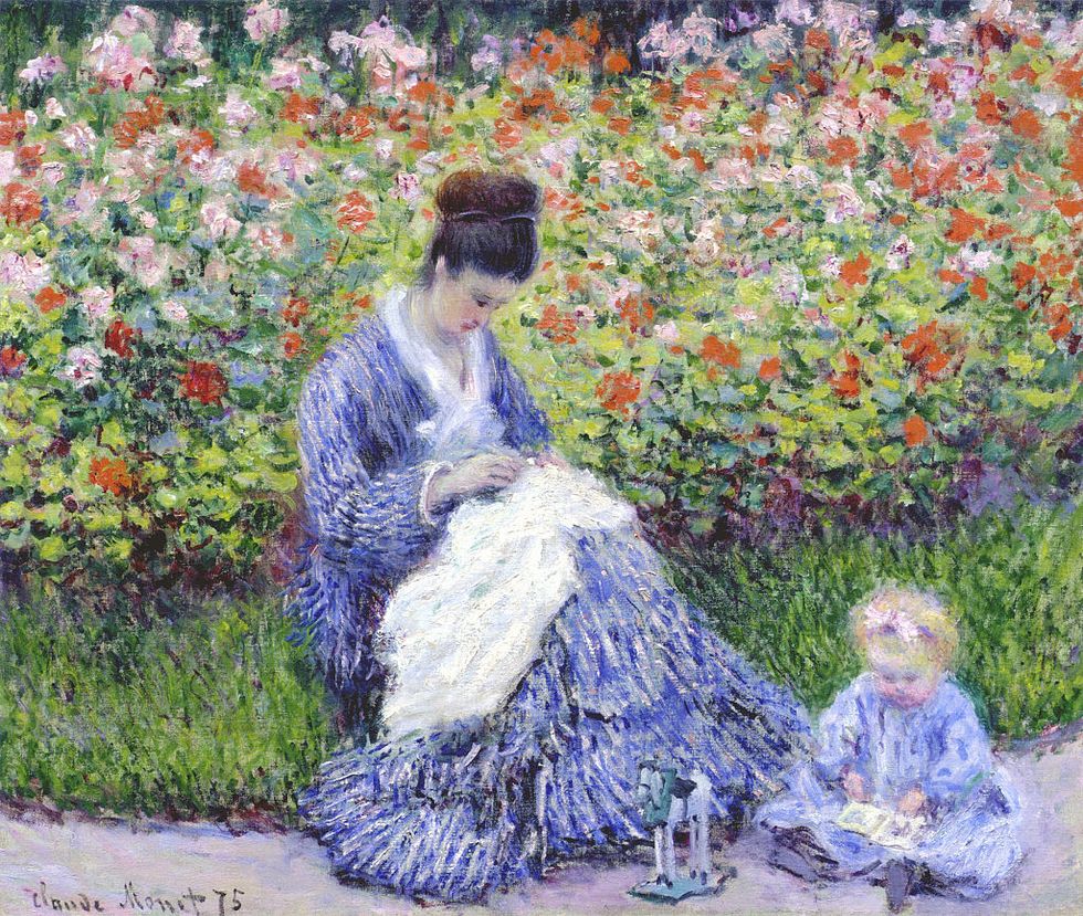 Camille Monet and a Child in the Artist's Garden in Argenteuil?? by Claude Monet