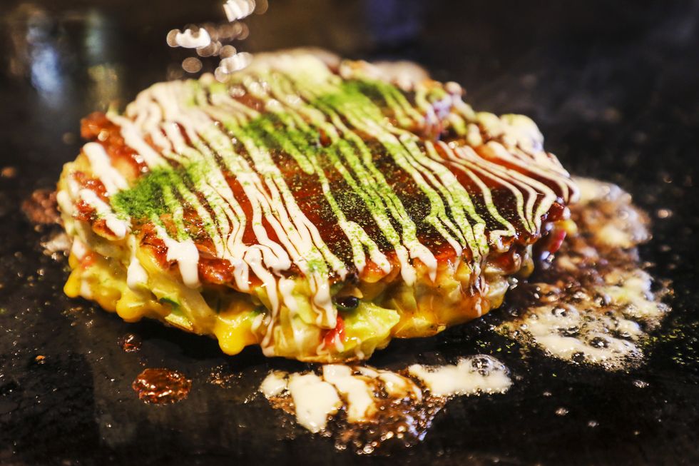okonomiyaki on griddle
