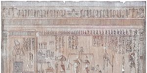 old engraved illustration of fragments of ancient egyptian lsquo book of the dead rsquo judgement of the dead, 3rd 1st bc egyptian museum, turin, italy
