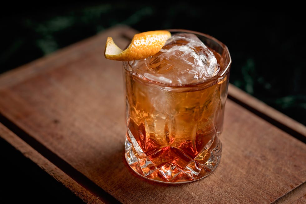 old fashioned cocktail with an orange twist