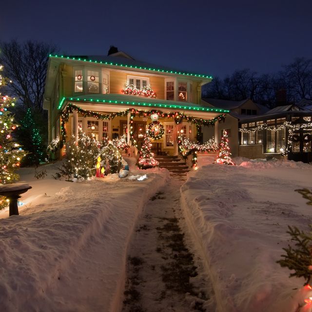 Old Historic Home with christmas lights