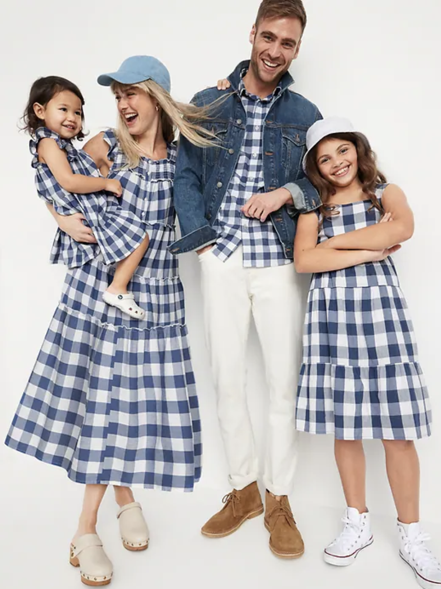 Brown Plaid Family Matching Sleeveless Dresses and Long-sleeve Shirts Sets