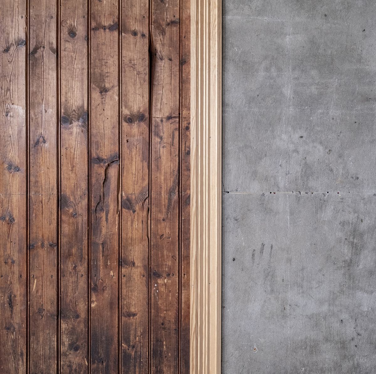 Old reclaimed timber and concrete wall