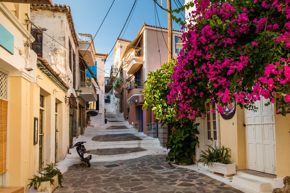 Old street of the Poros island, Greece