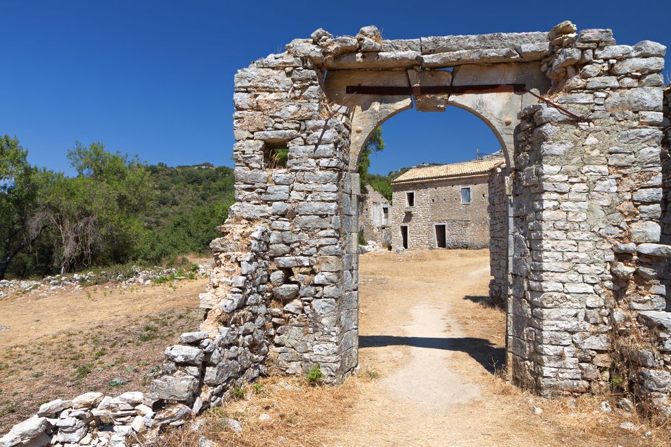 old village at corfu island in greece
