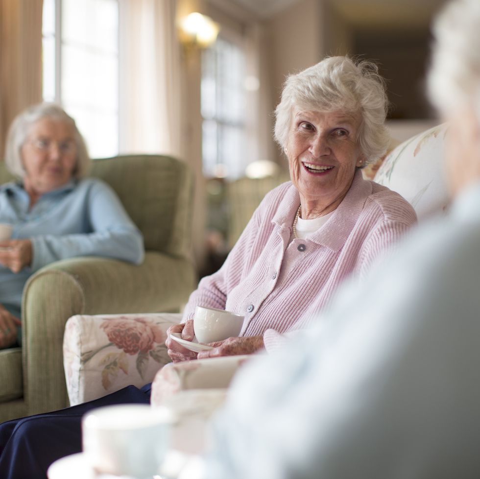how to forgive yourself older caucasian women talking in nursing home