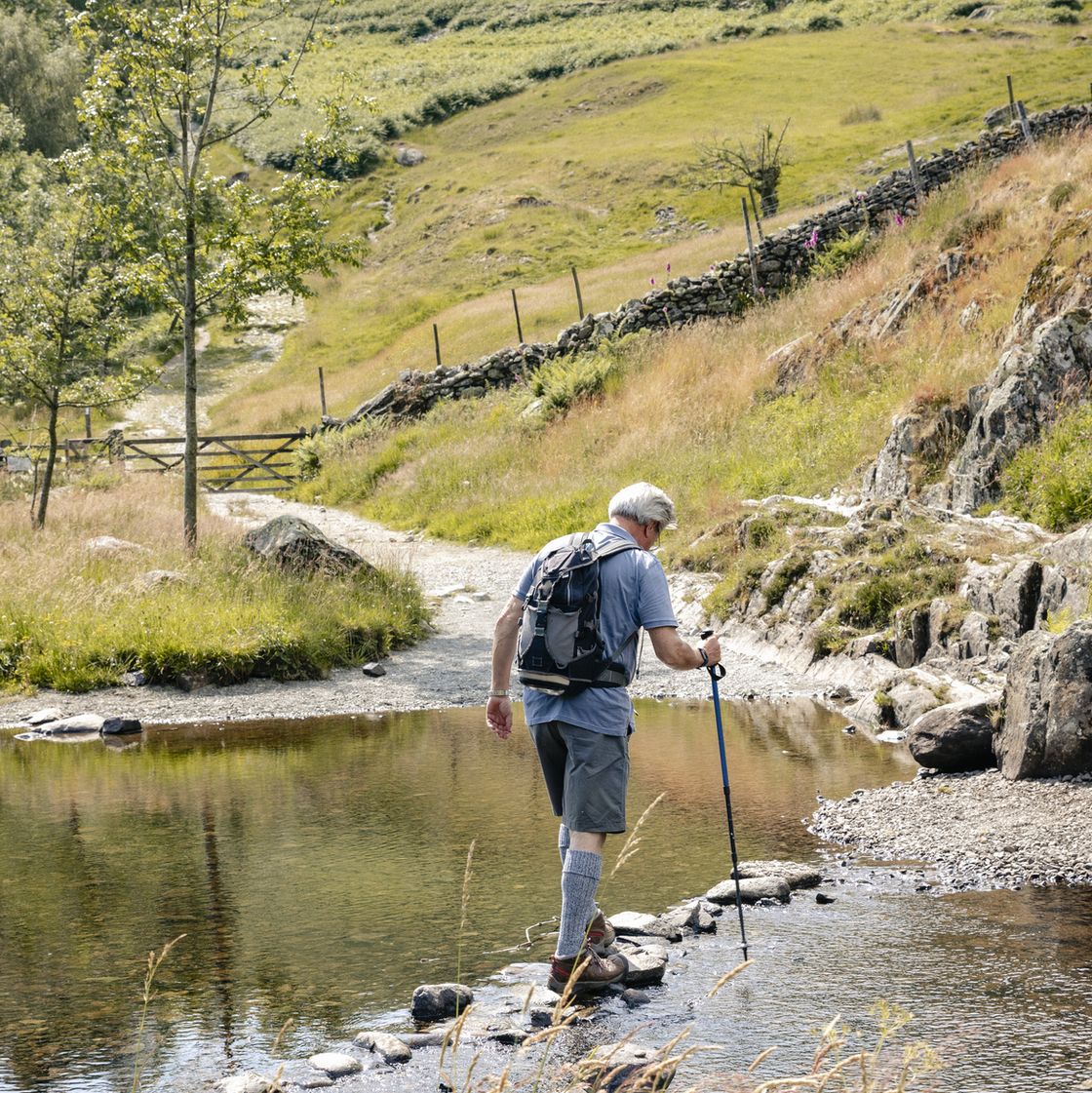 older male out hiking alone
