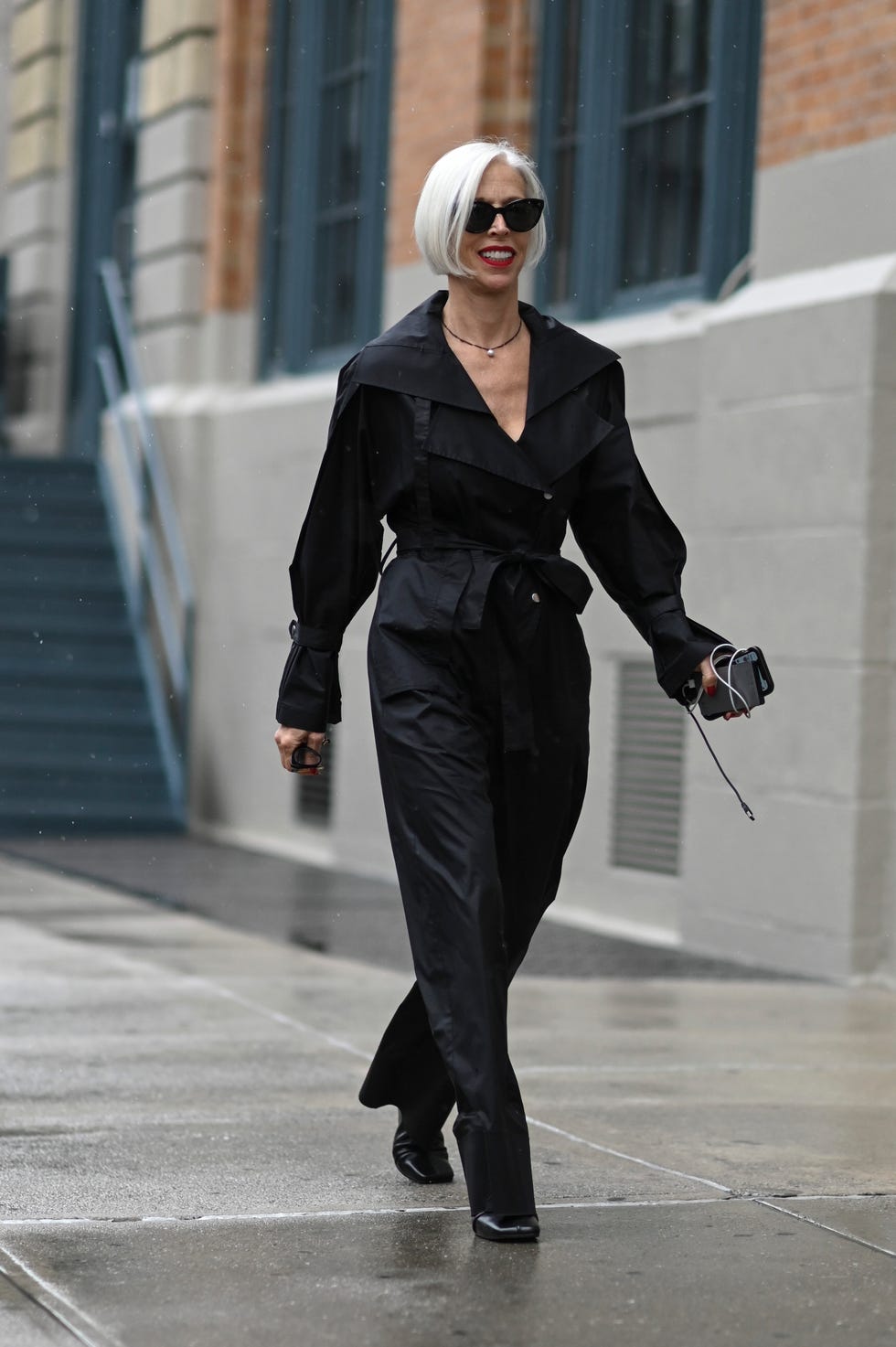 new york, new york september 11 linda fargo is seen wearing a black one piece outfit outside the khaite show during new york fashion week ss 2023 on september 11, 2022 in new york city photo by daniel zuchnikgetty images