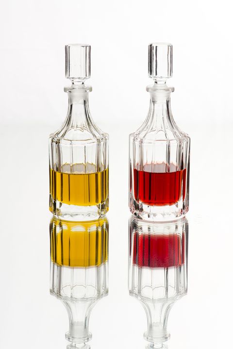 Olive oil and wine vinegar bottles for dining table