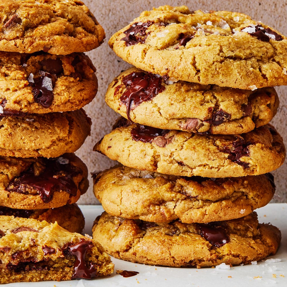 chocolate chip cookies topped with flaky sea salt