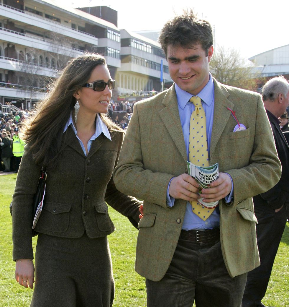 all of the royal family's best and closest friends   kate middleton and oliver baker are seen here at cheltenham horse racing festival at cheltenham racecourse on march 13, 2007