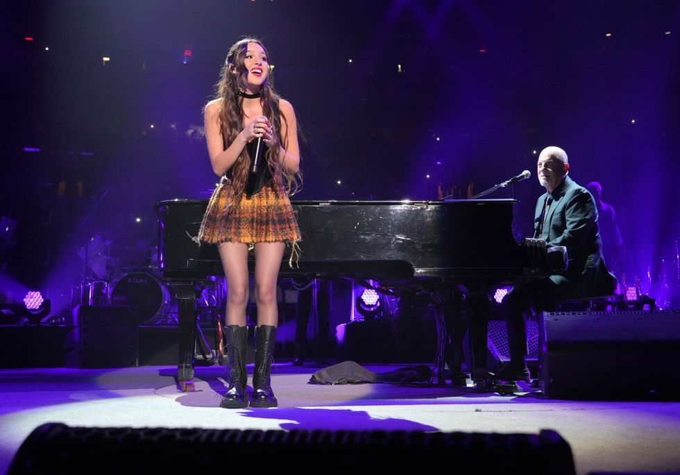 new york, new york   august 24 olivia rodrigo and billy joel perform deja vu and uptown girl onstage at madison square garden on august 24, 2022 in new york city photo by kevin mazurgetty images