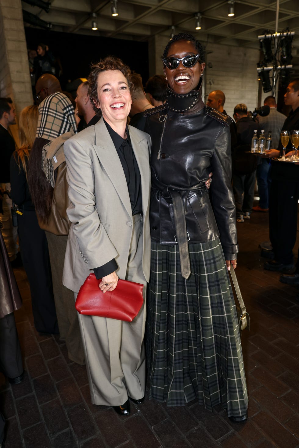 london, england september 16 olivia colman and jodie turner smith pose backstage at the burberry summer 2025 show during london fashion week at the national theatre on september 16, 2024 in london, england photo by dave benettgetty images for burberry