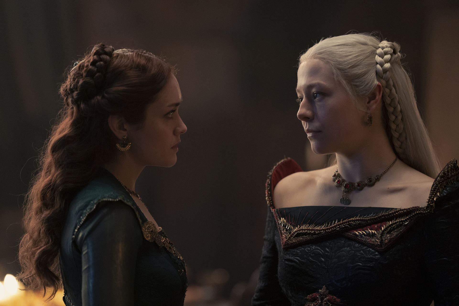 Pendant Necklace worn by Princess Rhaenyra Targaryen (Milly Alcock) as seen  in House of the Dragon TV show wardrobe (Season 1 Episode 4) | Spotern