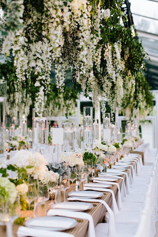 Decoration, White, Wedding reception, Floral design, Table, Rehearsal dinner, Branch, Floristry, Flower Arranging, Chiavari chair, 