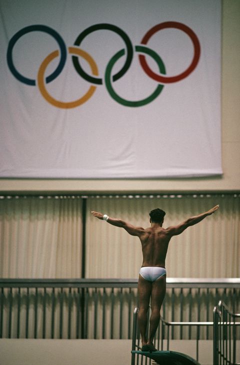 american olympic diver greg louganis prepares to dive at the 1988 summer olympics, seoul, south korea louganis went on to win the gold medal in both the 3 metre springboard and 10 metre platform events photo by tony duffygetty images