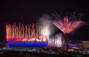 london, england   july 27 fireworks explode over the olympic stadium during the opening ceremony of the 2012 london olympic games on july 27, 2012 in london, england athletes, heads of state and dignitaries from around the world have gathered in the olympic stadium for the opening ceremony of the 30th olympiad london plays host to the 2012 olympic games which will see 26 sports contested by 10,500 athletes over 17 days of competition photo by daniel berehulakgetty images