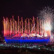 london, england   july 27 fireworks explode over the olympic stadium during the opening ceremony of the 2012 london olympic games on july 27, 2012 in london, england athletes, heads of state and dignitaries from around the world have gathered in the olympic stadium for the opening ceremony of the 30th olympiad london plays host to the 2012 olympic games which will see 26 sports contested by 10,500 athletes over 17 days of competition photo by daniel berehulakgetty images