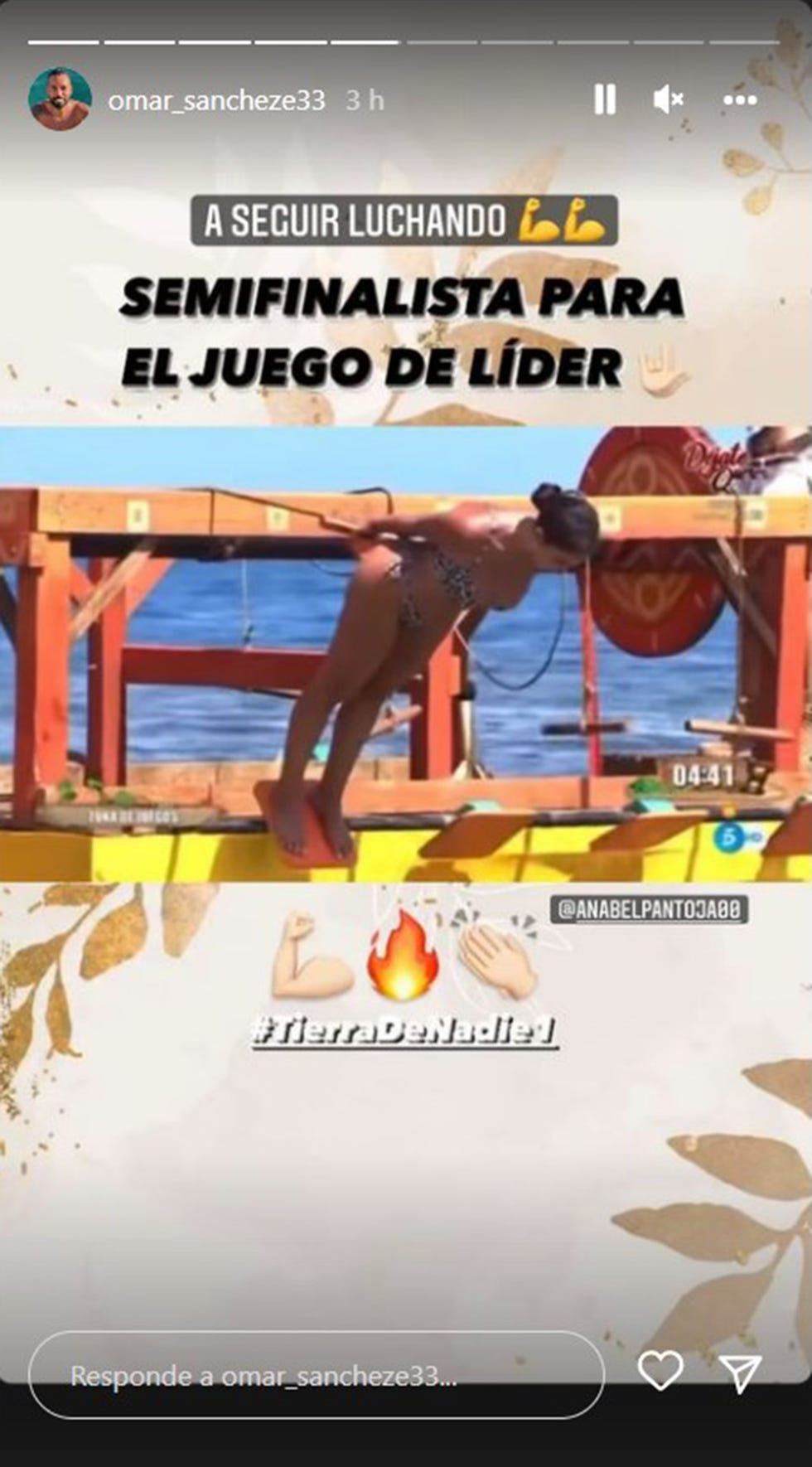 omar sánchez manda un mensaje de apoyo a anabel pantoja para supervivientes